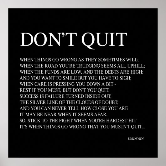 物事が時々うまくいかない場合；引用文 ポスター (正面)