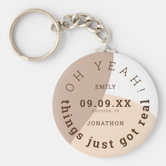 物事は単得に実在茶色のクリームのおもしろい日付を保存 キーホルダー (正面)