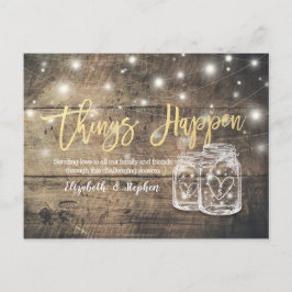 物事は結婚の延期Mason Jars Wood 案内ポストカード