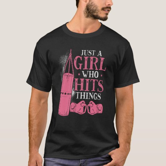 物事をヒットする女の子だけの女性ボクシング Tシャツ (正面)