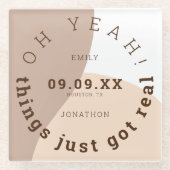 物事得はクリー実在ム・ブラウン・おもしろいが日付を保存 ガラスコースター (正面)