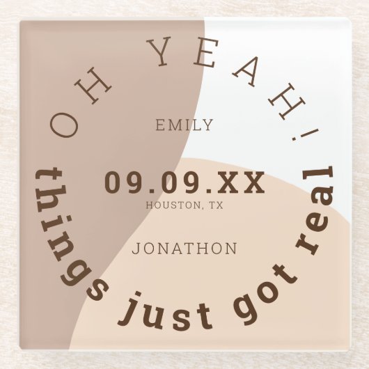 物事得はクリー実在ム・ブラウン・おもしろいが日付を保存 ガラスコースター (正面)