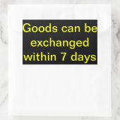 物品交換は七日以内 長方形シール (バッグ)