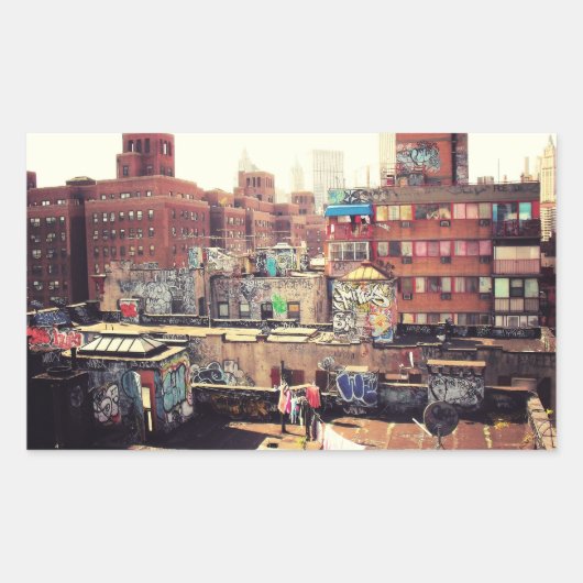 物干しと落書き 長方形シール (正面)