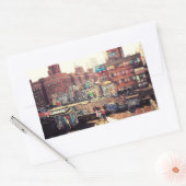 物干しと落書き 長方形シール (封筒)