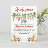 物干しガーデンテーマ地元で育ったベビーシャワー 招待状 (スタンド正面)
