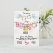 物干しガールプールパーティー誕生日 招待状 (スタンド正面)