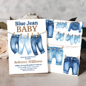 物干しデニムボーイブルージーンベイビーシャワー 招待状