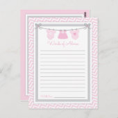 物干しベビーシャワーアドバイスピンクグレー ポストカード (正面/裏面)