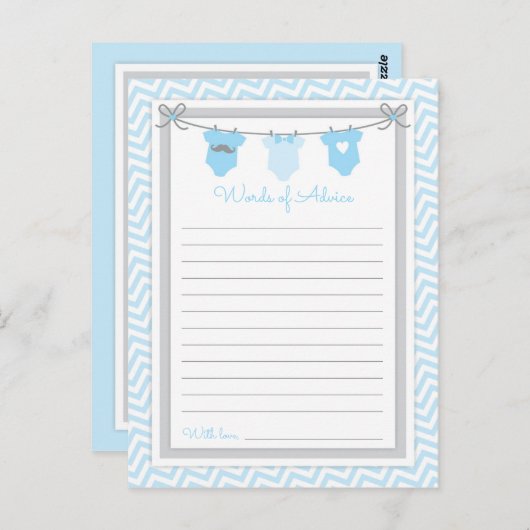 物干しベビーシャワーアドバイス青灰色 ポストカード (正面/裏面)