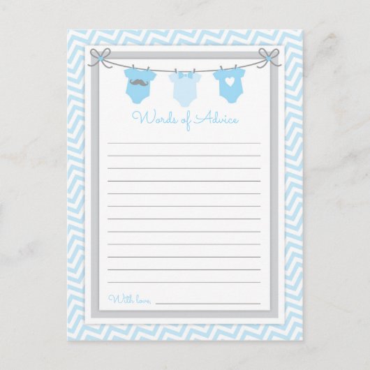 物干しベビーシャワーアドバイス青灰色 ポストカード (正面)