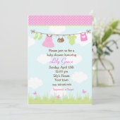 物干しベビーシャワー招待状女子 招待状 (スタンド正面)