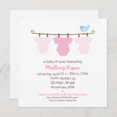 物干しベビーシャワー招待状 招待状 (正面/裏面)