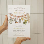 物干しリール魚釣り素朴フローラベビーシャワー 招待状