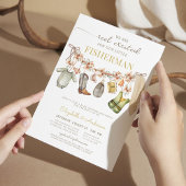 物干しリール魚釣り素朴フローラベビーシャワー 招待状