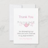 物干し可愛い女の子ベビースシャワーありがとう サンキューカード (正面)
