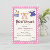 物干し女の子シャワーパーソナライズされた 招待状 (スタンド正面)