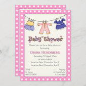 物干し女の子シャワーパーソナライズされた 招待状 (正面/裏面)