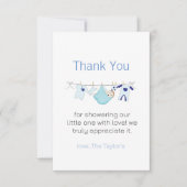 物干し洗濯ボーイ赤ちゃんシャワーありがとう サンキューカード (正面)