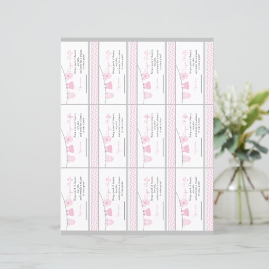 物干し用ベビーシャワーおむつラッフルチケットシート (スタンド正面)