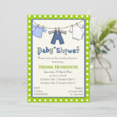 物干し男の赤ちゃんシャワーパーソナライズされた 招待状 (スタンド正面)