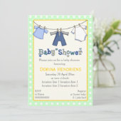 物干し男の赤ちゃんシャワーパーソナライズされた 招待状 (スタンド正面)