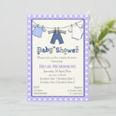 物干し男の赤ちゃんシャワーパーソナライズされた 招待状 (スタンド正面)