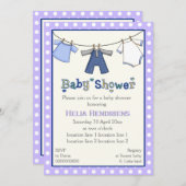 物干し男の赤ちゃんシャワーパーソナライズされた 招待状 (正面/裏面)