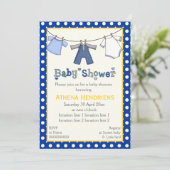 物干し男の赤ちゃんシャワーパーソナライズされた 招待状 (スタンド正面)
