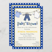 物干し男の赤ちゃんシャワーパーソナライズされた 招待状 (正面/裏面)