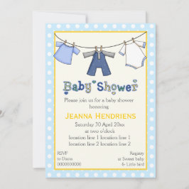 物干し男の赤ちゃんシャワーパーソナライズされた 招待状
