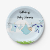 物干し男の赤ちゃんシャワー紙プレート ペーパープレート (正面)