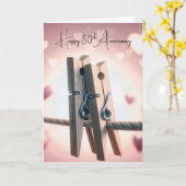 物干し線で50周年記念の洗濯 カード (黄色い花)