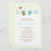 物干し線ベビーシャワー招待状 招待状 (正面/裏面)