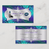 物惜しみしないティール(緑がかった色)の紫色のきらめくなCosmetology 名刺 (正面/裏面)