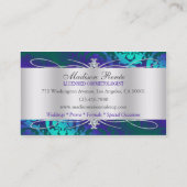 物惜しみしないティール(緑がかった色)の紫色のきらめくなCosmetology 名刺 (裏面)
