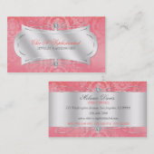 物惜しみしないピンクのダイヤモンドのダマスク織の渦巻 名刺 (正面/裏面)