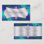 物惜しみしない紫色のターコイズのダイヤモンドのダマスク織の渦巻 名刺 (正面/裏面)