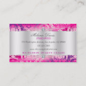 物惜しみしない赤紫のラベンダーのダイヤモンドのダマスク織の渦巻 名刺 (裏面)