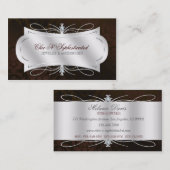 物惜しみしなく暗いチョコレートダイヤモンドのダマスク織の渦巻 名刺 (正面/裏面)