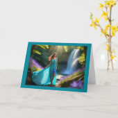 物欲しそうなウォーターフォール女性の誕生日カード カード (黄色い花)