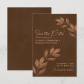 物欲し葉いエレガントチェッ結婚ト・ブラウン セーブザデート (正面/裏面)