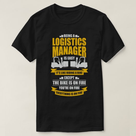 物流おもしろい倉庫マネージャのギフト Tシャツ (デザイン正面)