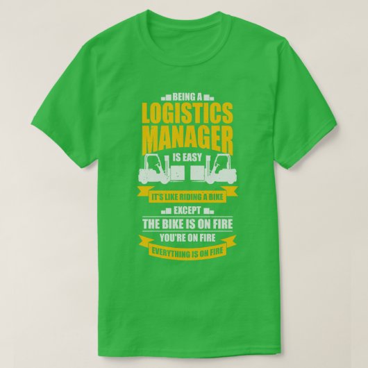 物流おもしろい倉庫マネージャのギフト Tシャツ (デザイン正面)