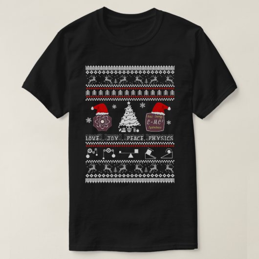 物理おもしろいクリスマスのセーターShirtLove Joy Peac Tシャツ (デザイン正面)