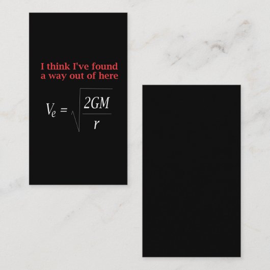 物理おもしろい学の冗談が速度重力科学を逃れる 名刺 (正面/裏面)