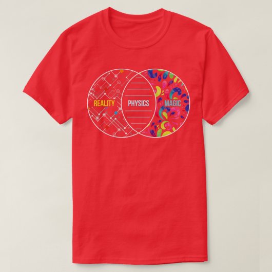 物理は魔法が物理実在素おもしろいを好む Tシャツ (デザイン正面)