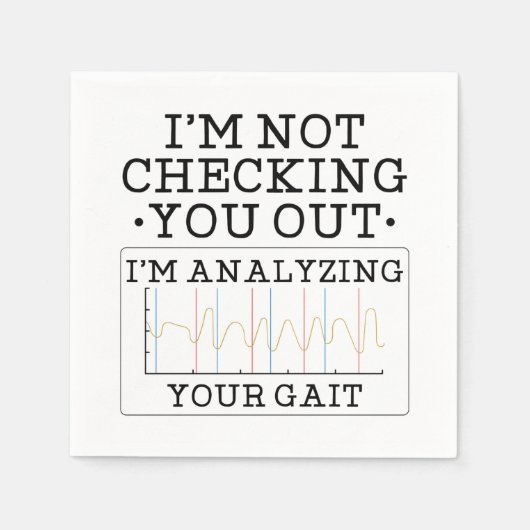 物理セラピストがチェックアウトしおもしろいない スタンダードカクテルナプキン (正面)