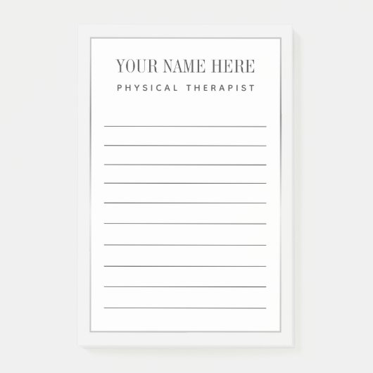 物理セラピストの縁どシルバーポストイットメモ ポストイット (正面)