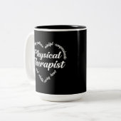 物理セラピストハートワードクラウド ツートーンマグカップ (正面左)